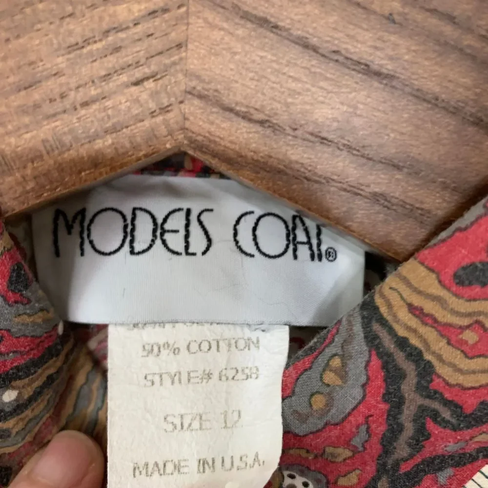 Vintage Models Coat Duster Lounge Pearl Snap Cottagecore Boho Paisley Size 12